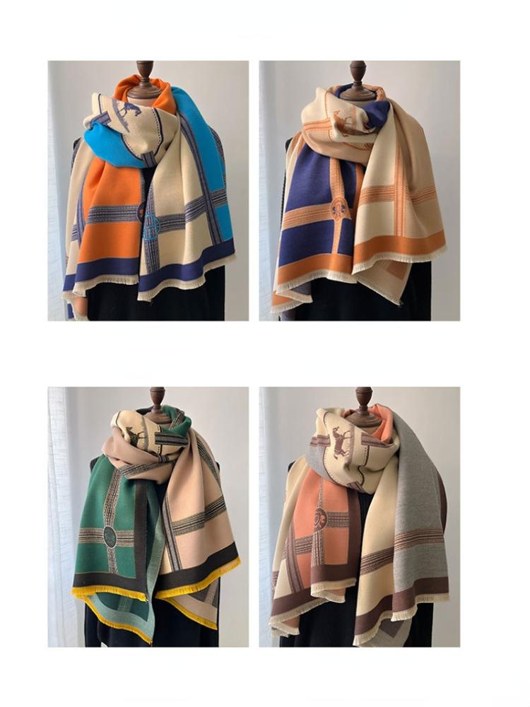 Sciarpa scialle in cashmere caldo invernale alla moda per le donne, design foulard da collo, pashmina, foulard da testa, bandana femminile
