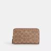 Coach Medium Id Zip Wallet In Signature Canvas Gold Sand Chalk