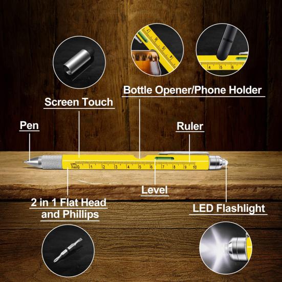 Penna Multiuso 9-in-1 con Luce LED e Apribottiglie, Cacciaviti, Stilo, Penna Stilografica, Regali per Calze di Natale, Regali Elefante Bianco, Regalo