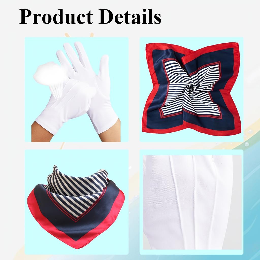 3Pcs Captain Hat Set, Sailor Hat Set, Sailor Hat For Boat Uniforms, Yacht Captain Hat, Sailor Boat Hat, Boat Scarf, Unisex Captain Costume For