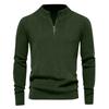 Men's Casual Loose Solid Color Semi-zipper Stand-up Collar Sweater, Men's Warm Long-sleeved Pullover Knitted Sweater
