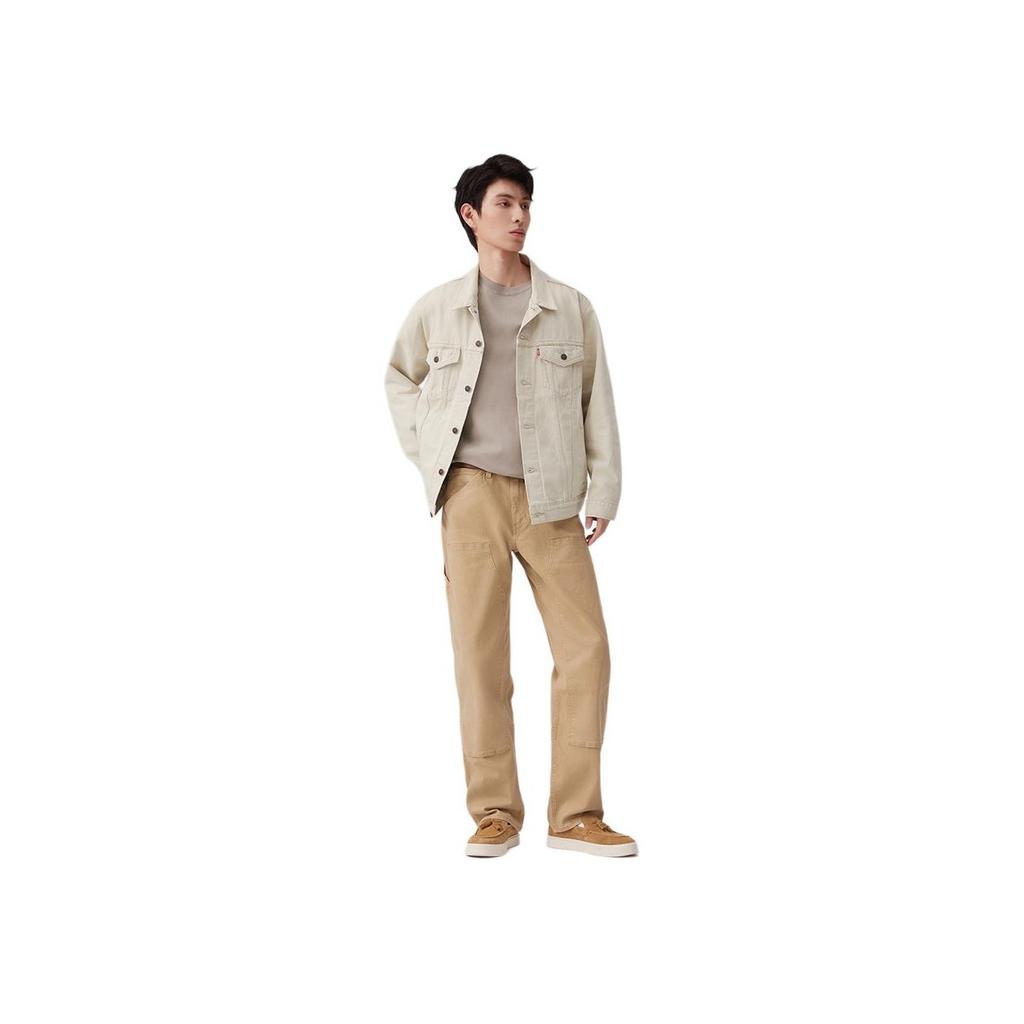 Levis Plain Simple Comfortable Lapel Loose Fit Long Sleeve Denim Jacket Men Jackets White A5782-0028