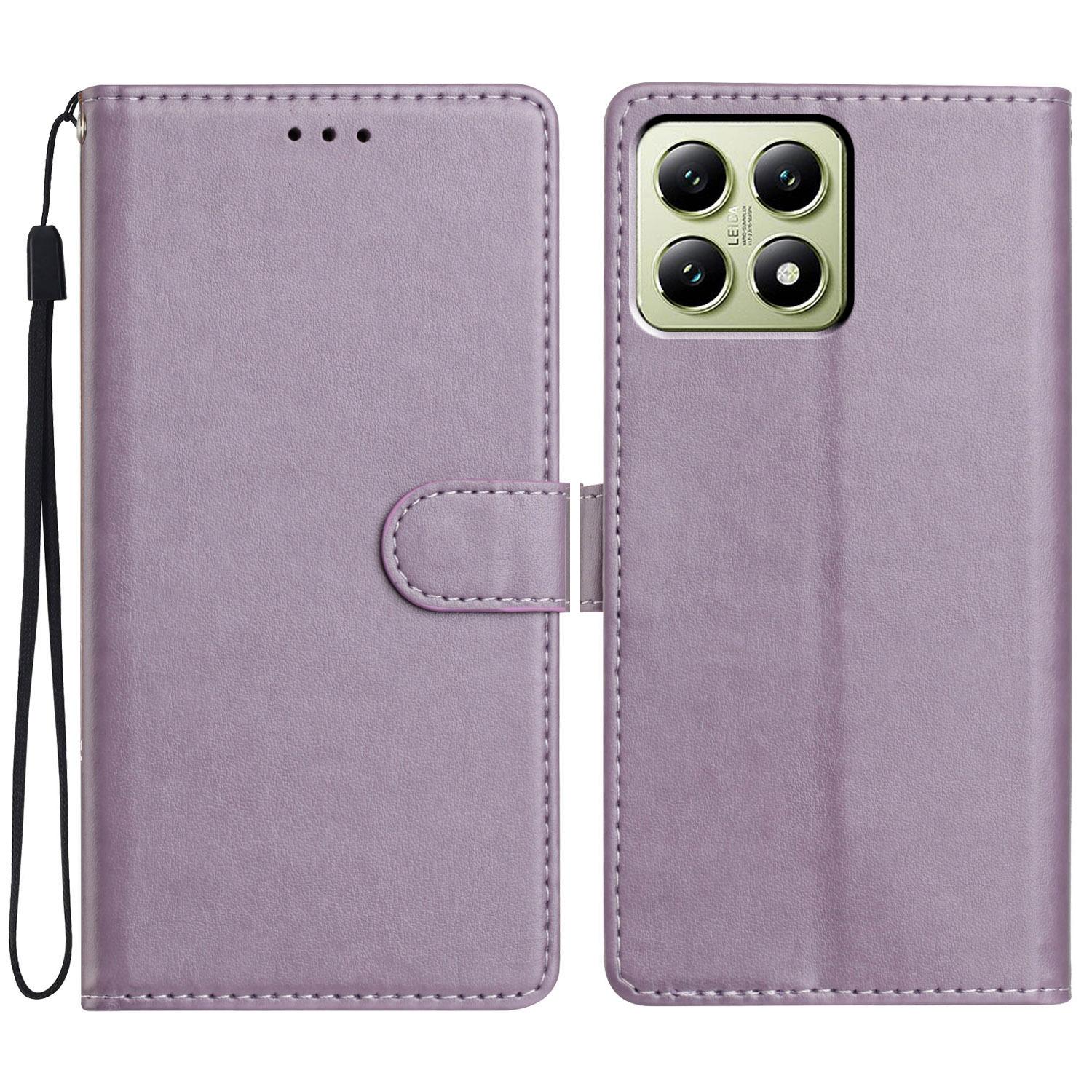 

Для Xiaomi 14T шкіряний чохол Wallet Stand Phone Cover із зручним ремінцем Purple