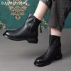 Flats Women Ankle Boots Leather Designer Retro Shoes 2025 Trend Winter New Brand Classic Goth Gladiator Motorcycle Botas Mujer
