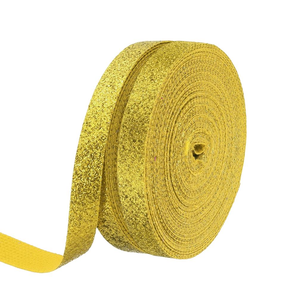 2 Rolls Metallic Glitter Ribbon Roll Sparkly Glitter Ribbon for Gift Wrapping Crafts Holiday Wedding Birthday Party Decoration