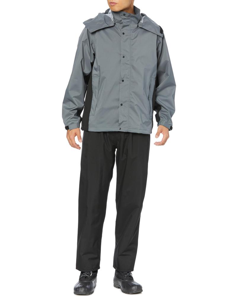 [Document] Rain Suit with Helmet Compatible Hood, Breathable and Waterproof, Charcoal G, Medium