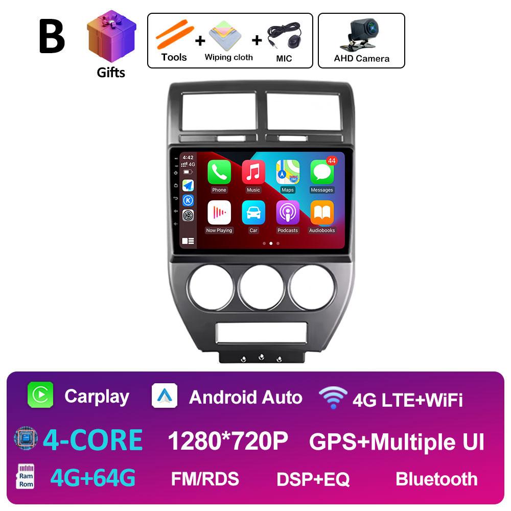 WIFI Android 14 Wireless Carplay For Jeep Compass 1 MK 2006 2007 2008 2009 2010 Car Multimedia Audio Video Player GPS Navigation