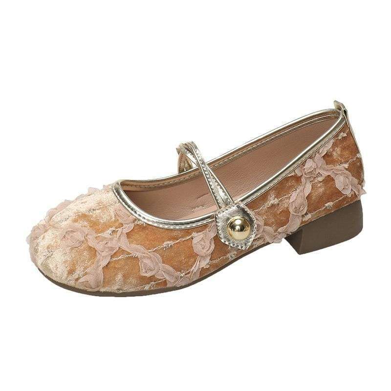 Mary Jane women's shoes 2025 spring and autumn new Xiaoxiangfeng soft-soled pearl shoes fairy retro shallow mouth temperament square head