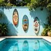 1/3Pcs Surfboard Plaque Decoration, Solid Wood Vintage Coastal Wall Sign, Retro Seaside Style Wall Art Ornament for Indoor Outdoor Use
