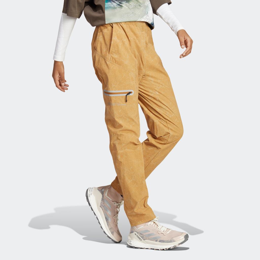 Adidas Terrex X And Wander Collaboration SS23 Logo Reflective Print Adjustable Drawstring Waist Outdoor Sports Pants Women Pants Bronze HR8409
