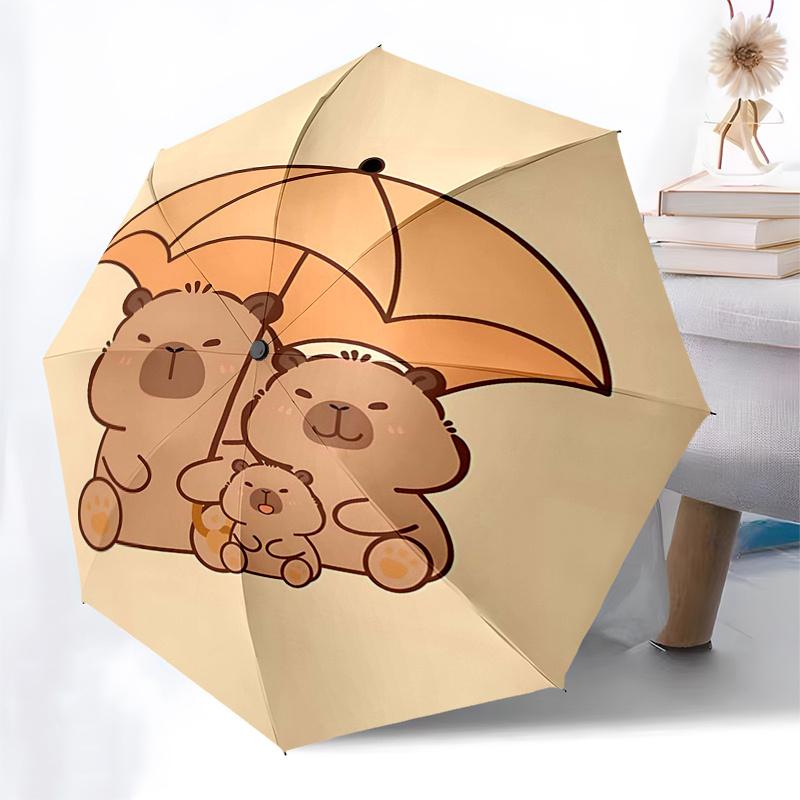 Capybara Themed Travel Umbrella-8 Ribs Automatic Opening and Closing, Portable Folding Design, Compact and Stylish Umbrella Suitable for Out