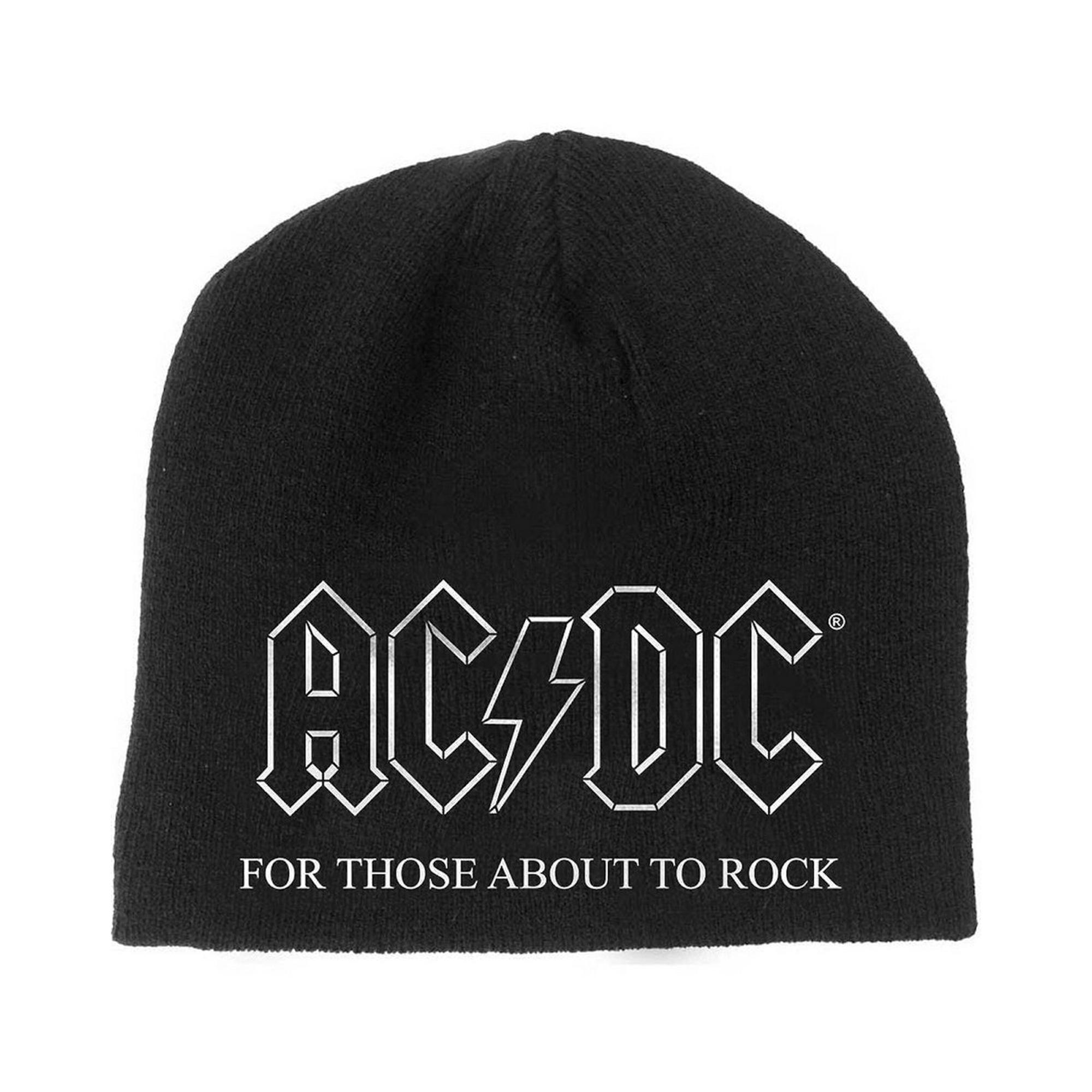 AC/DC Gorro unisex para adultos con estampado en la espalda para aquellos a punto de rockear One Size negro/blanco