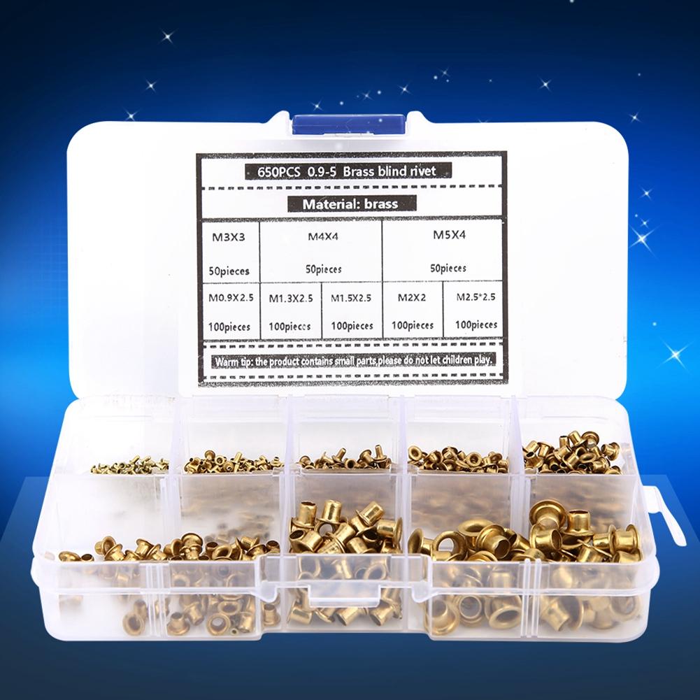 650Pcs Brass Eyelets Rivets Hollow Metal Buttonhole Classification Kit Hardware Accessories