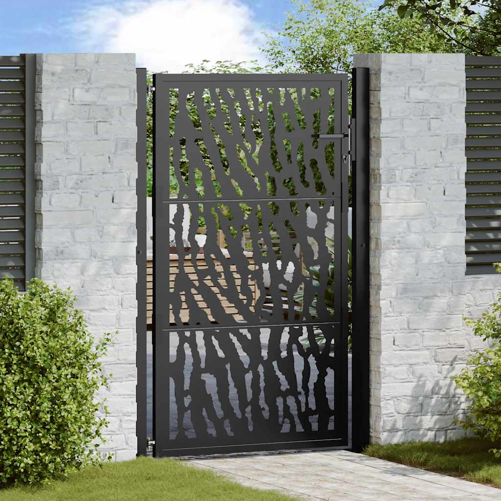 Garden Gate Black 100x150 Cm Steel Trace Design