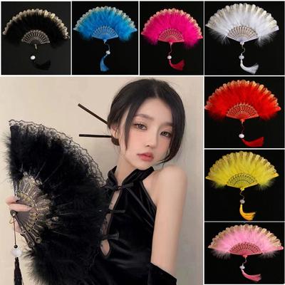 Double Sided Foldable Cheongsam Hand Fan Lace Folding Handheld Dance Fan  Party Favor Gifts