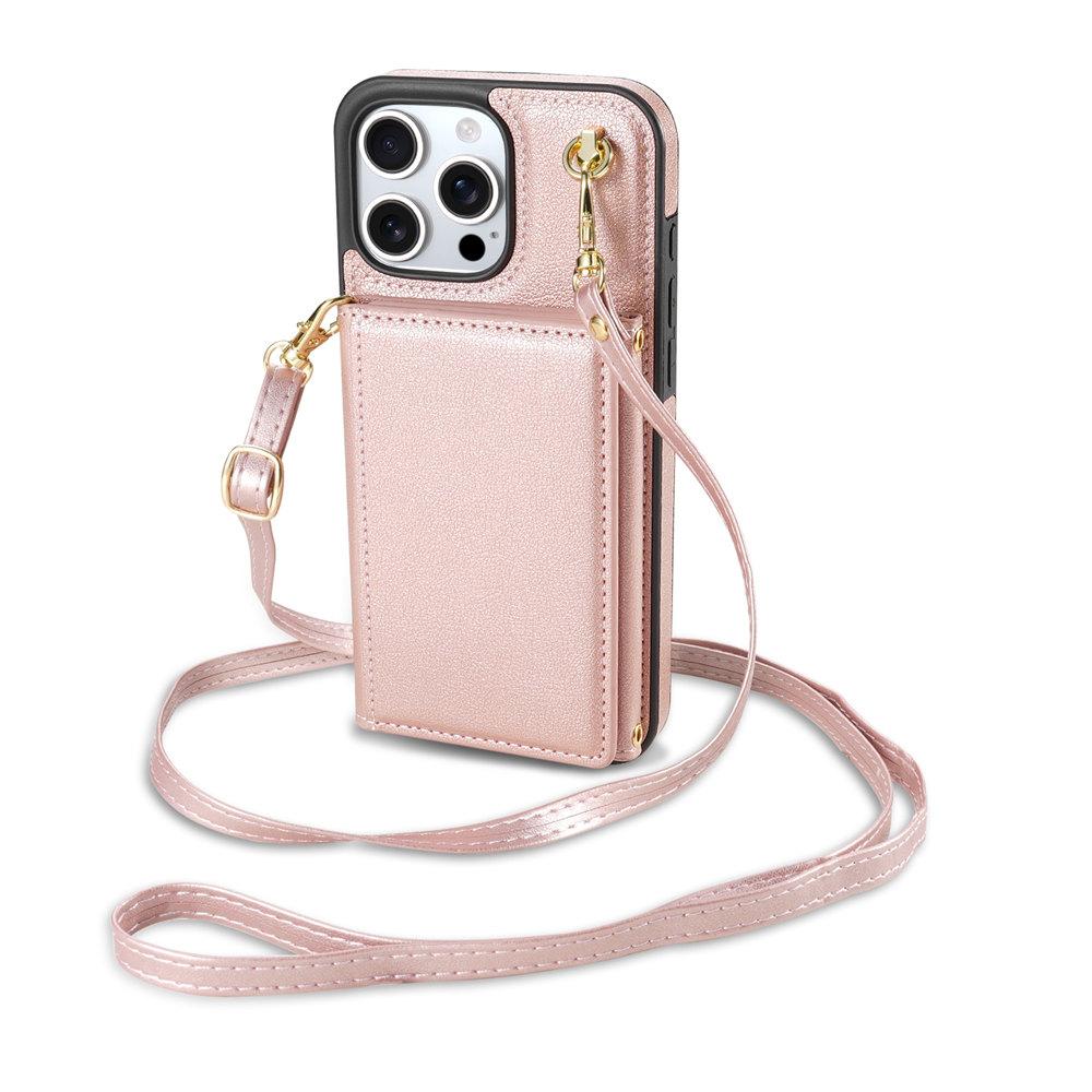 Karty Stand Slot Portfel Crossbody Etui na Telefon Dla iPhone 16 15 14 Plus 13 12 11 Pro Max 7 8 Skórzany Długi Sznurek Pokrowiec