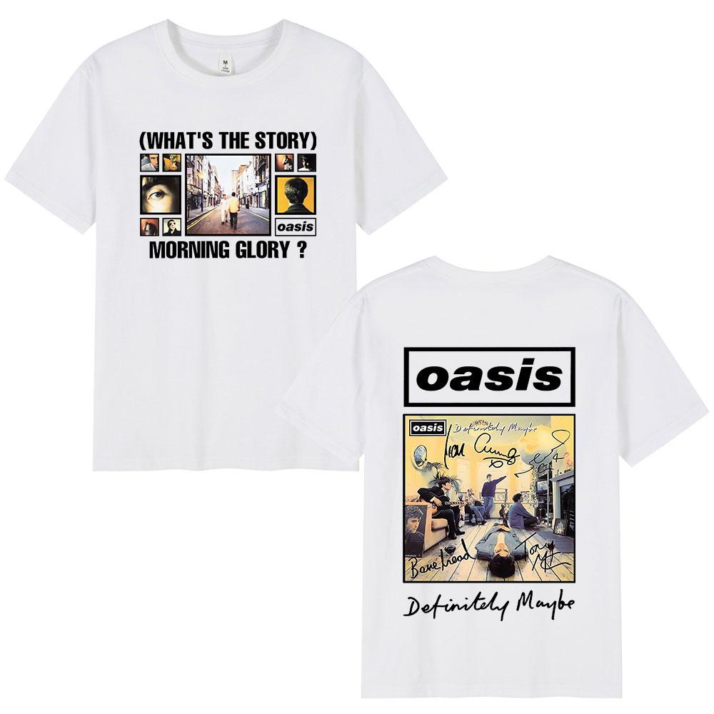 O-Oasis T-Shirts British Rock Band Vintage T-shirt Mens Clothing Cotton Casual Short Sleeve T Shirts Tops Streetwear Fans Gift
