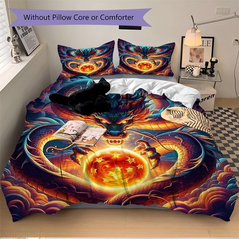 3pcs Dragon Heart Printed Bedding Set, Soft and Comfortable Quilt Cover for Bedroom, Guest Room