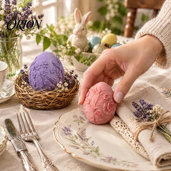 3D Printed Flower Relief Eggs Floral Easter Egg Ornament, Embossed Spring Window Display Accents Tabletop Decor, Desktop Figurine for Holiday