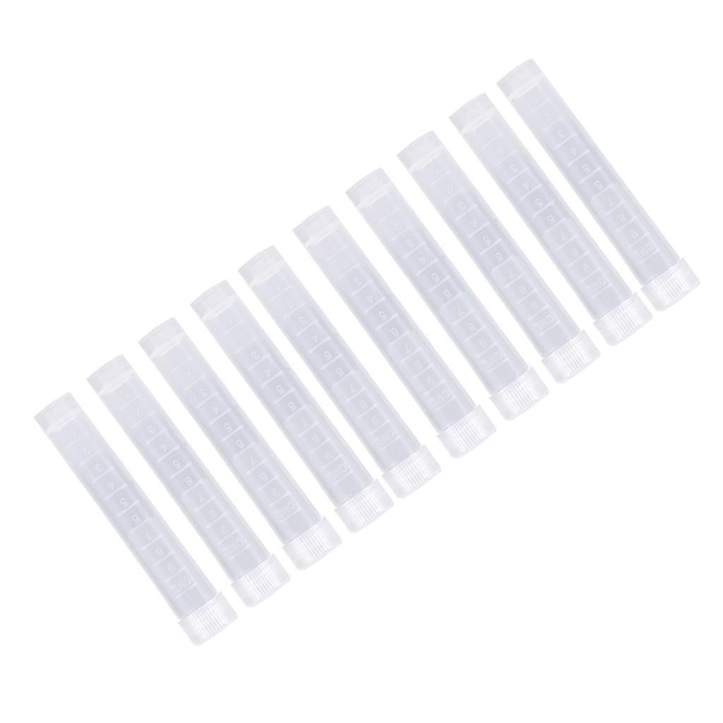 10pcs 10ml Plastic Frozen Test Tubes Vial Screw Seal White Cap Pack Container