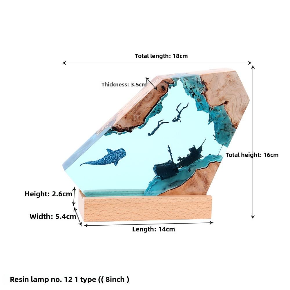 

Новый креативный домашний декор для спальни, офиса, стола, акценты, океанское искусство, поделки, светящаяся настольная лампа, эпоксидная смола, ночник, подарок