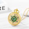 Retro Antique Gold Pocket Watch Necklace: Analog Display, Waterproof, Rhinestone, Petal Design, Pendant Watch, Pocket Watch with Sweater Chain, Golden