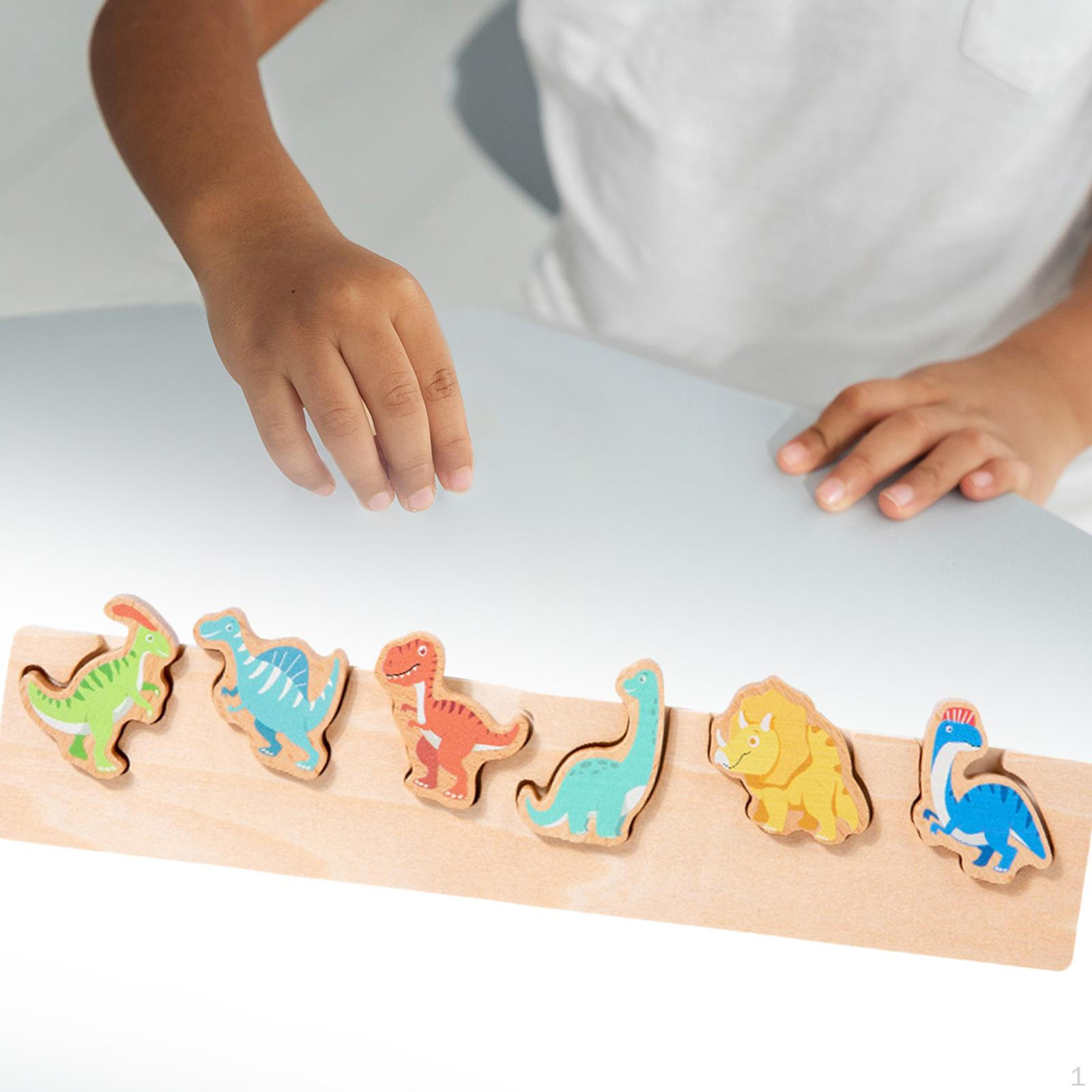 Puzzle Matching Board Toy Wooden Blocks Brain Teaser Interactive Cognitive for 1 2 3+ Year Old Dinosaur