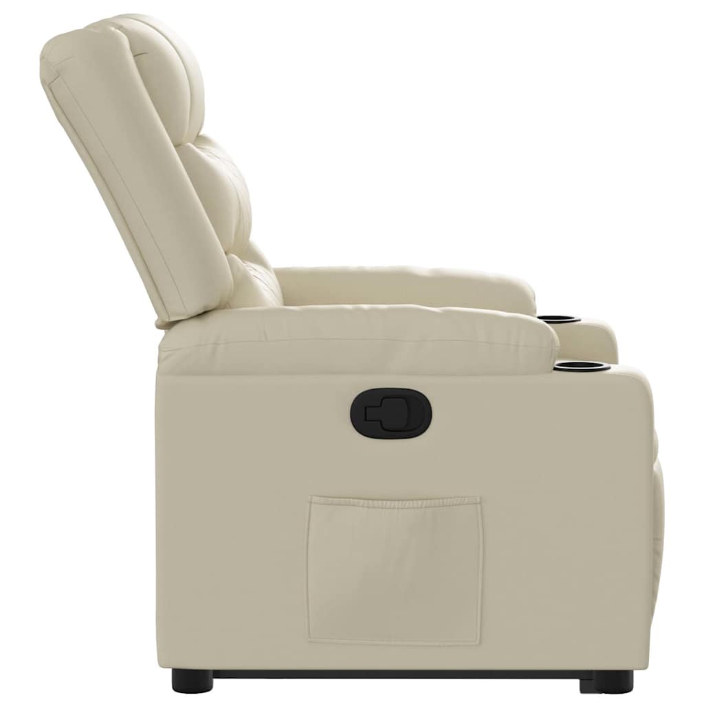 Recliner Chair with Lift Assist Cream Artificial Leather