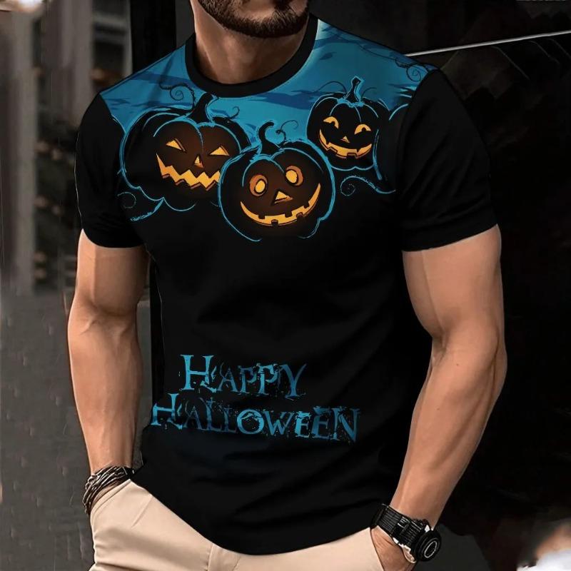 Summer Men's 3D Printed Crew Neck T-Shirt Halloween Dress Up