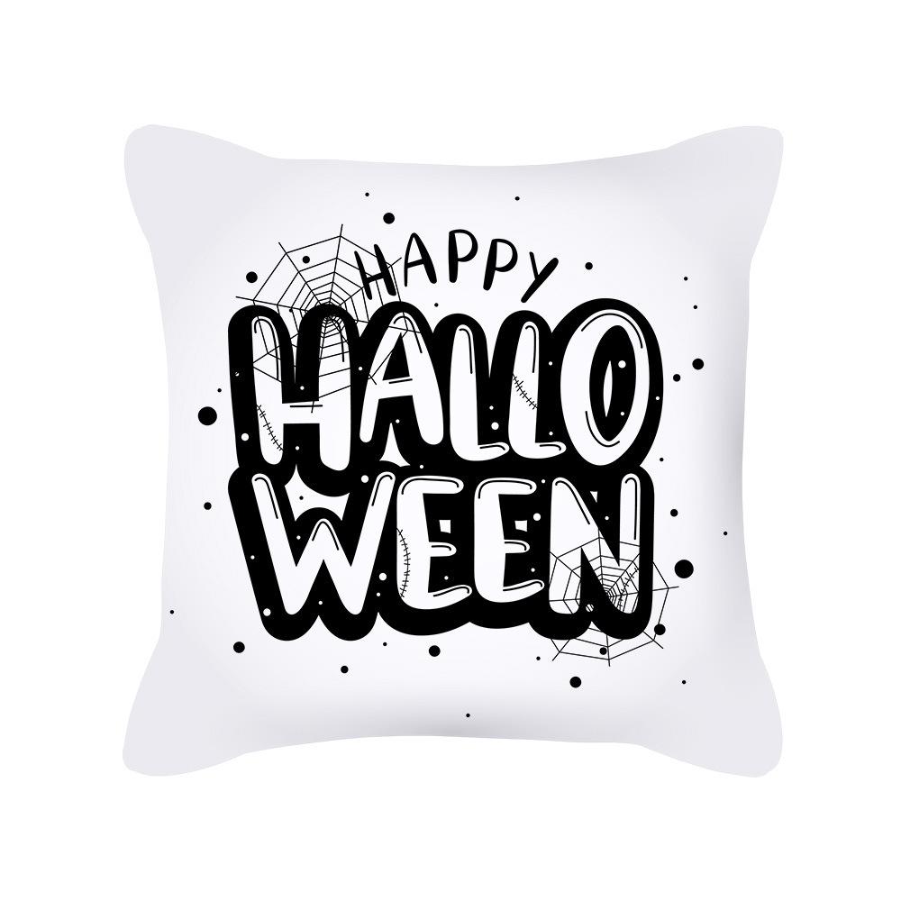 Nordic Black and White Halloween Cushion Letters Ghost Peach Skin Cushion Cartoon Home Cushion Cover