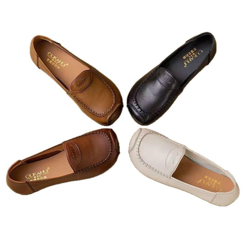 High-end quality single shoes comfortable super soft leather shoes beef tendon soft sole mother Doudou shoes