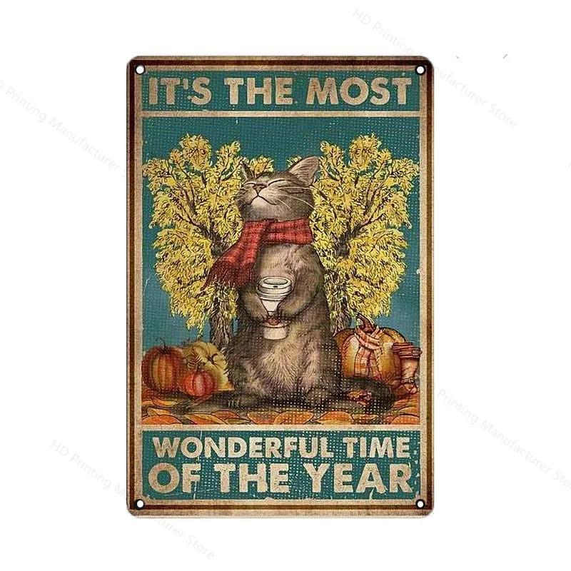 Schwarze Katze Frauen Metallschild Vintage 30 *20cm Blechschild Kaffee Yoga Schlafzimmer Club Dekoration Zuhause Vintage Kunstplatte Wandposter