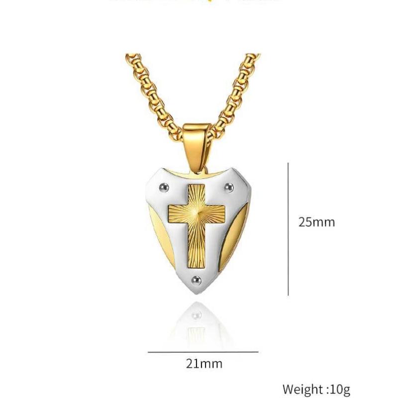 Pendant Necklace Men's Mechanical Style Shield Folding Fan Texture Two-Color Couple Pendant Sweater Chain