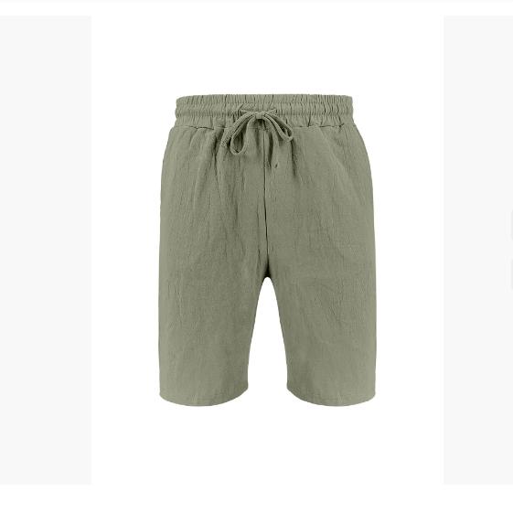 Мужские хлопково-льняные шорты-брюки Мужские летние дышащие однотонные льняные брюки Фитнес Уличная одежда S-3XL 3XL зелёный