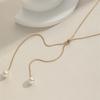 Long Pull Adjustable Pearl Necklace, High-End Design, Simple Collarbone Chain, 1 Neck Chain.