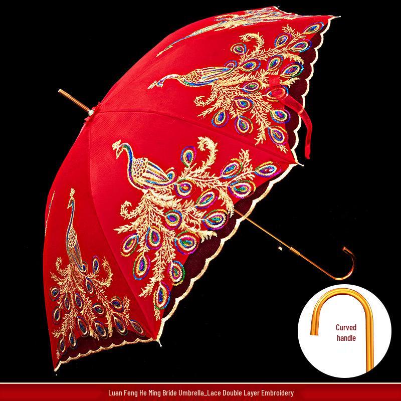 Red Bridal Umbrella Set for Chinese Wedding Ceremony and Dowry