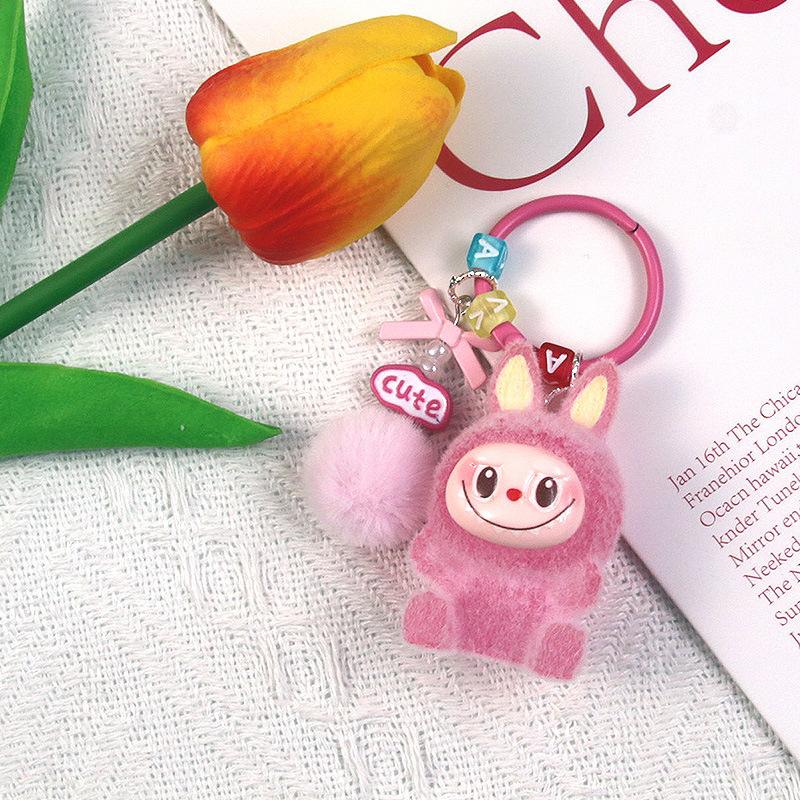 Luminous Flocking Sitting Cloth Doll Cute Grain Pendant Creative Cartoon Keychain Mobile Phone Chain Bag Pendant