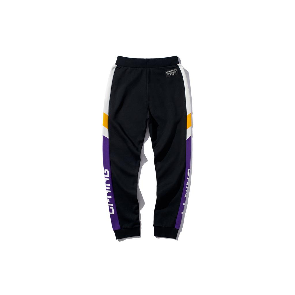 Li Ning Renkli Blok Baskılı Spor Jogger Pantolon Erkek Alt Giyim Demir Mavisi Mor AKLP847-2