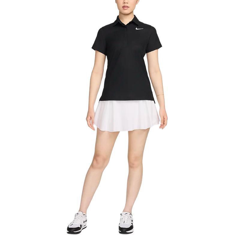 Nike Polo Shirts Women's Black Polo Collar Moderate Straight Fit FD5496-010