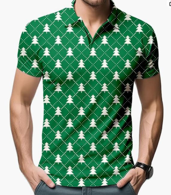 New Men's Summer POLO Shirt Men's Casual Short Sleeve Lapel T-Shirt D Printed Short Sleeve POLO