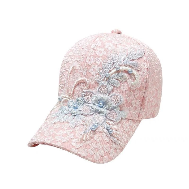 

Floral Lace Baseball Cap With Breathable Polyester For Women Summer Sun Protection розовый