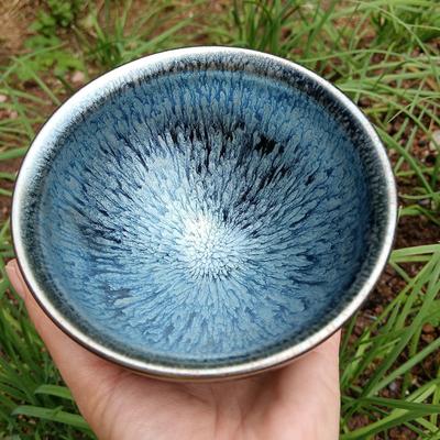 Jianzhan Bloom Tenmokus Tea Cups Bowls 320ml Large Chawan Natural Clay Glaze Kiln Change Pattern Chinese Song Dynasty's Crafts