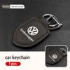 Valve Stems Caps Leather Car Shield Keychain Key Ring With Logo Decorative For Volkswagen VW Scirocco Passat Polo B5 B6 B7 CC Ti LB0