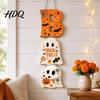 Layered Hanging Seasonal Ornament Halloween Wooden BOO Sign Creative Letter Pendants Vintage Ghost Pumpkin Black Cat