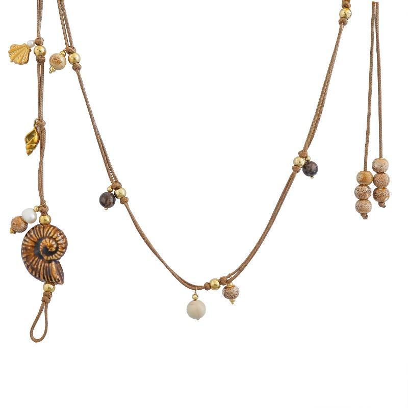 

Mary Snail ceramic bead necklace retro ethnic style accessible luxury small multi-wear nautilus waist chain necklace