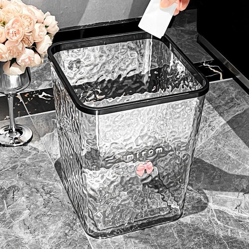 Poubelle de cuisine transparente Ménage Eau Ondulée Salon Chambre Rangement Tube Salle de bain Toilettes Corbeille à déchets