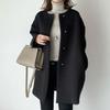 Women's Lapel Long Sleeve Straight Coat Casual Solid Color Wool Blend Mid-Long Jacket