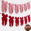 Handmade Red Bow Banner Reusable Christmas Velvet Ornament Exquisitely Bow Bunting  Party