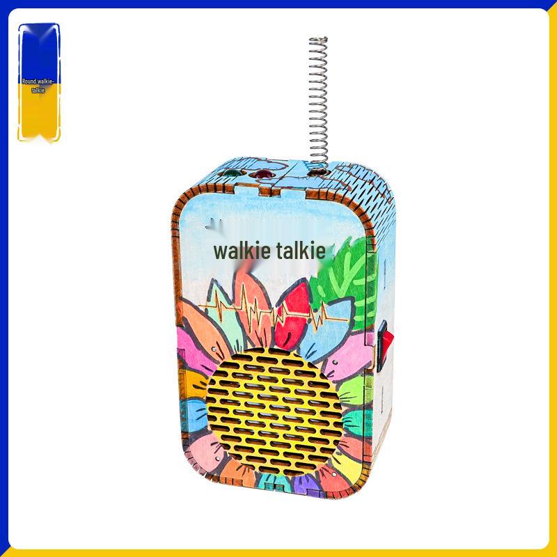 Handmade Wooden Children s Walkie-Talkie DIY Science Experiment Kit - STEAM Teaching Aid