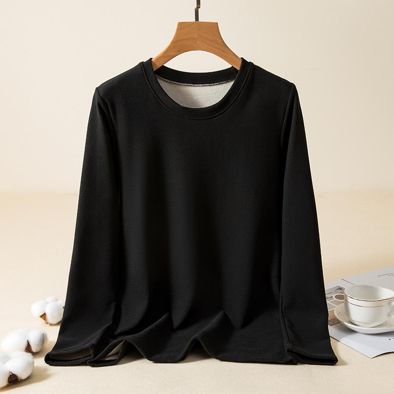 

Большой размер, свободная, с круглым вырезом, повседневная, женская, осенне-зимняя, теплая, с длинными рукавами, с толстой бархатной подкладкой для осенней домашней одежды XXL чёрный